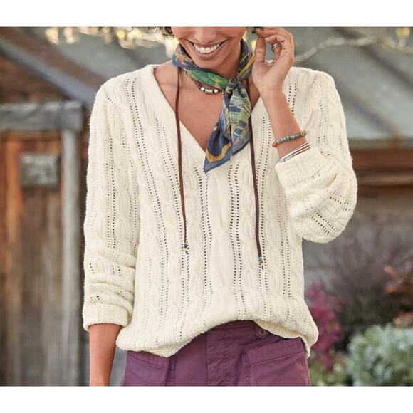 NWT SUNDANCE Gwyneth Timeless Sweater Cream Knit Off White Medium - Picture 1 of 6